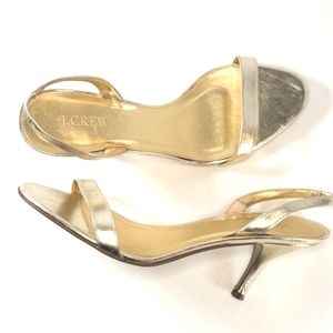 J. CREW "Ginger" Metallic Gold Slingback Heel Sandal